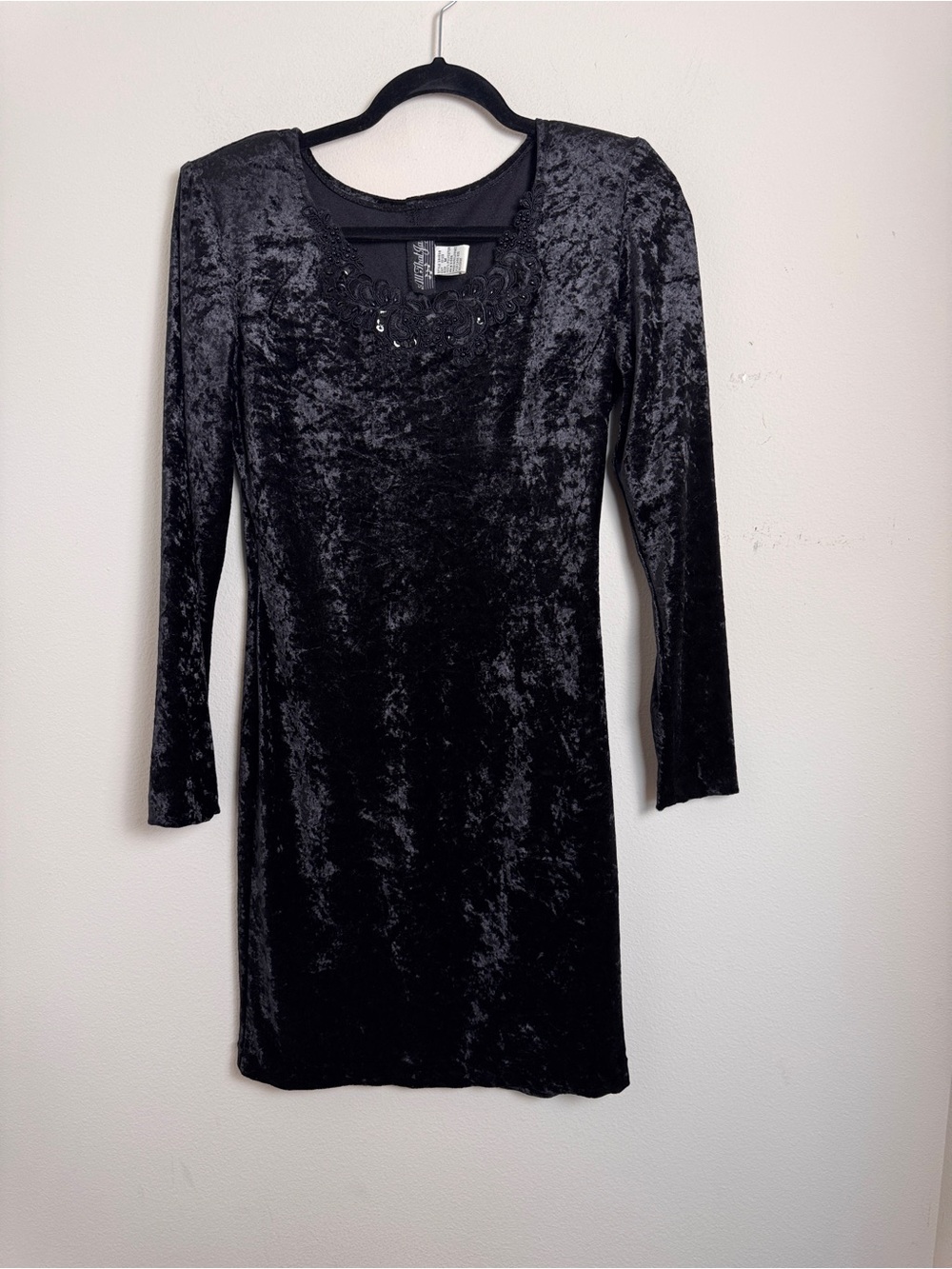 All That Jazz Black Velvet 90s Long Sleeve Mini Dress Witchy Goth Party Evening